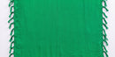 A vibrant green solid-color sarong with fringed tassel edges on both short ends, laid flat against a white background.