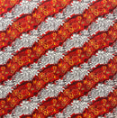 Coral Red Diagonal Tiare Lei Polyester Fabric