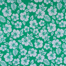 Green colored Hibiscus Flower Polyester Fabric