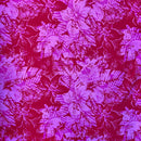 Fuchsia colored Hibiscus Plumeria Tropical Leaves Fabric