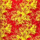 Orange colored Hibiscus Plumeria Tropical Leaves Fabric