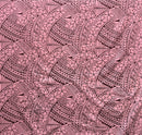Amaranth blossom pink hibiscus and traditional Polynesian tattoo tribal print poly cotton fabric