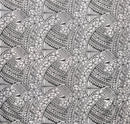 Charcoal hibiscus and traditional Polynesian tattoo tribal print poly cotton fabric.