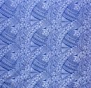 Egyptian blue pink hibiscus and traditional Polynesian tattoo tribal print poly cotton fabric. 