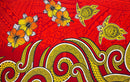 Red colored Hibiscus Turtles Waves Polyester Sarong
