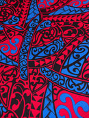 Polynesian Tribal Triangle formation Design Light Barkcloth Fabric | Islands Fabric