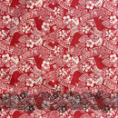 Polynesian Hibiscus & Plumeria Flowers Traditional Tattoo Single Border Poly-Cotton Fabric | Islands Fabric
