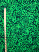 Polynesian Tribal Stems & Leaves All Over Design Cotton Light Barkcloth Fabric | Islands Fabric