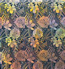 Midnight Monstera Tatau Polyester Foil Fabric | Islands Fabric