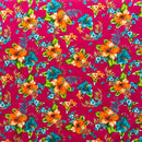 Hibiscus Palm Leaves Cluster All Over design Cotton Fabric | Islands Fabric