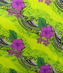 Hibiscus Tribal Polynesian Tattoo Peachskin (Polyester) Fabric | Islands Fabric