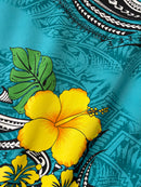 Hibiscus Tribal Polynesian Tattoo Peachskin (Polyester) Fabric | Islands Fabric