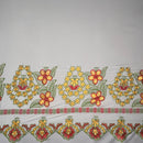 Floral Embroidered Border Polyester Fabric| Islands Fabric