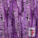Purple Majesty Island Canopy Poly Cotton Fabric featuring a dense tropical fern foliage print in shades of purple, violet, and dark plum.