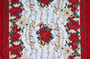 Red Musical Poinsettia Celebration Polyester Fabric