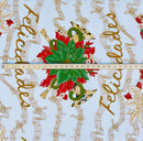 Third measurement of Musical Poinsettia Celebration Polyester Fabric