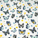 Butterflies and Ladybugs Printed Spandex Fabric | Blue Moon Fabrics