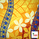 Plumeria Curved Double Border Peachskin Fabric| Islands Fabric