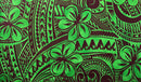 Green & Burgundy Plumeria Flower Polyester Sarong