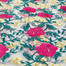 Rose and Vine Embroidered Mesh Fabric | Blue Moon Fabrics