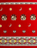 Red colored Tonga Seal Double Border Light Barkcloth