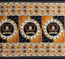 Black colored Tongan Seal Double Border Cotton Light-Barkcloth Fabric 