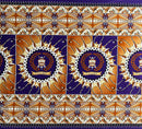 Purple colored Tongan Seal Double Border Cotton Light-Barkcloth Fabric 