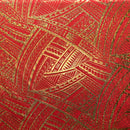 Red/Gold colored Traditional Polynesian Tattoo Design Foil Fabric