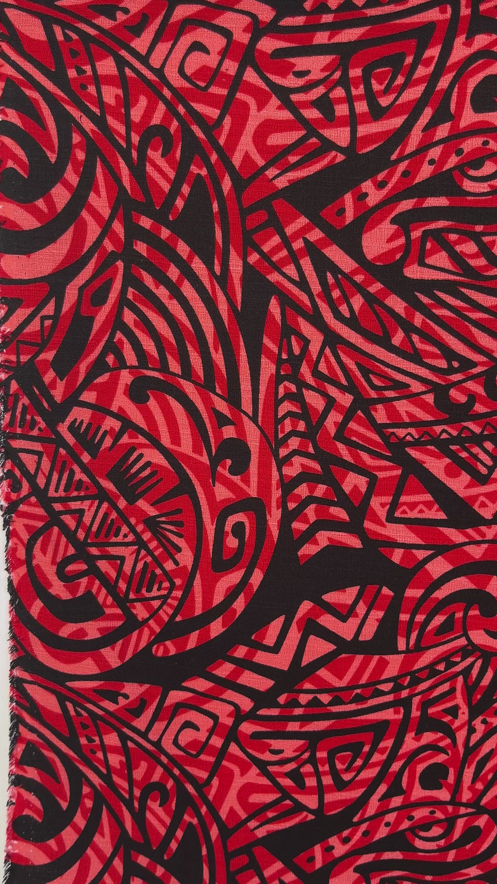 Video of Traditional Polynesian Tattoo Swirl design Cotton Light Barkcloth Fabric