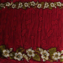 Hibiscus Palm Split leaf Double Border design Fabric  | Cotton Light Barkcloth