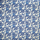Blue colored All Over Hibiscus Plumeria Tropical Leaves Rayon Poplin Fabric