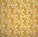 Yellow colored All Over Hibiscus Plumeria Tropical Leaves Rayon Poplin Fabric