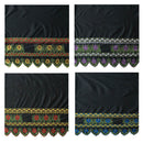 Swatches of Double Anthurium Embroidered Border Polyester Fabric