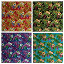Swatches of Hibiscus Plumeria Split Banana Palm Leaves Fabric
