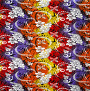 Multicolored Traditional Tattoo & Plumeria Design Polyester Fabric | Islands Fabric