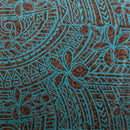 Plumeria Tribal Design | Peachskin Fabric Turqoise Brown