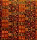 Orange & Black Traditional Polynesian Tapa Light Barkcloth Fabric